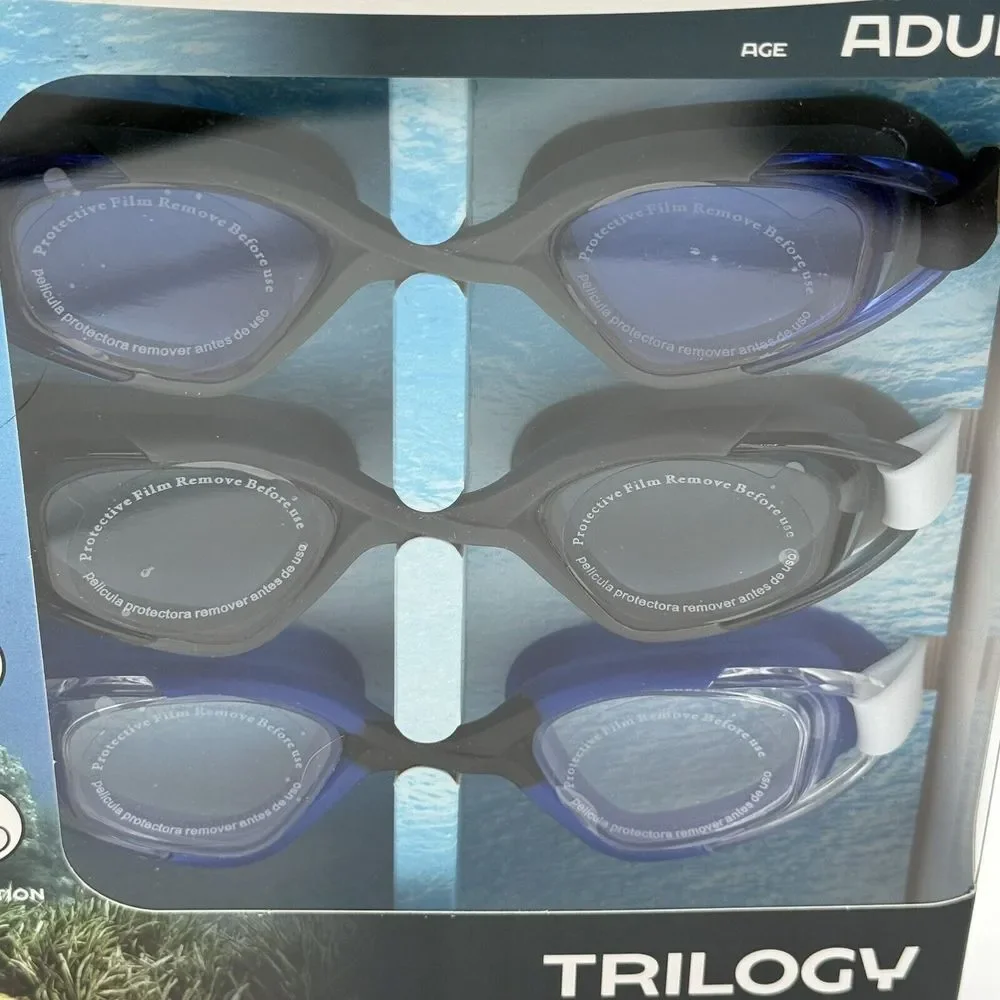 US Divers Trilogy Adult UV Swim Goggles 3 Pk Shatter Resistant PC Lens Anti Fog